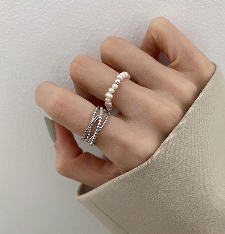 French Vintage Freshwater Pearl Open Ring: Korean Style, Versatile & Chic for Women