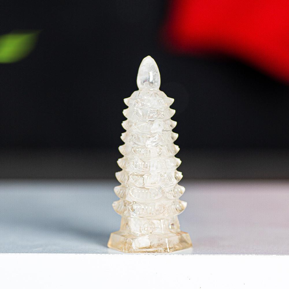 Resin Crystal Wenchang Tower With Natural Stone Material For Home Office And Giftgiving Style A