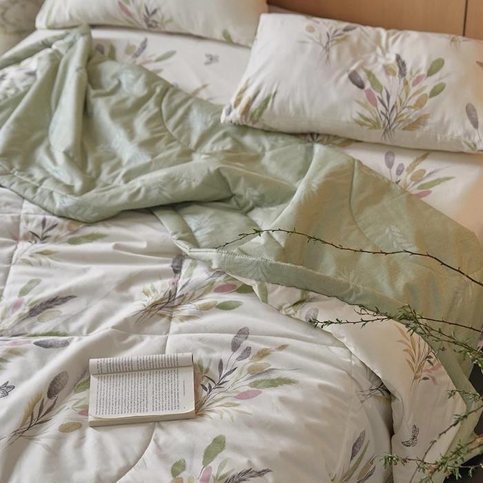 Cotton summer quilt air conditioner Xia Liang quilt pure cotton bed sheet4-piece set dormitory single summer thin quilt washable