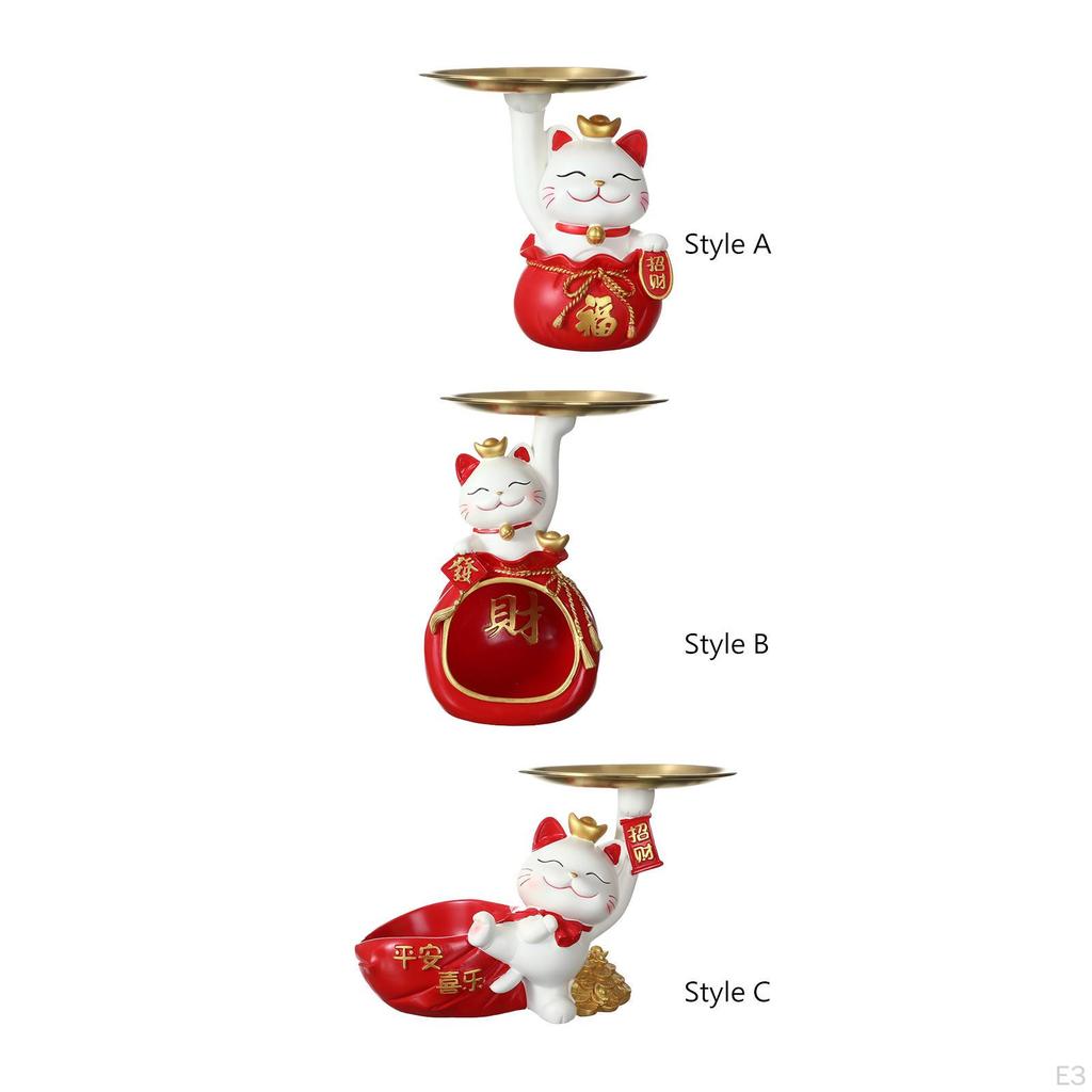 Cat Figurine Key Organizer Tray for Home Decor And Storage