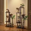 Walnut 4-Tier Bamboo Wood Plant Display Shelf