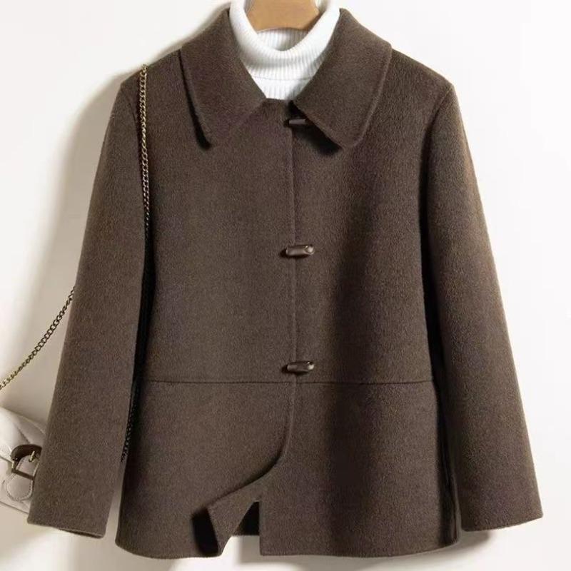 Elegante Damen-Handmade-Kurzmantel aus doppelseitiger Wolle und Kaschmir, Business-Büro-Pendler-Oberbekleidung