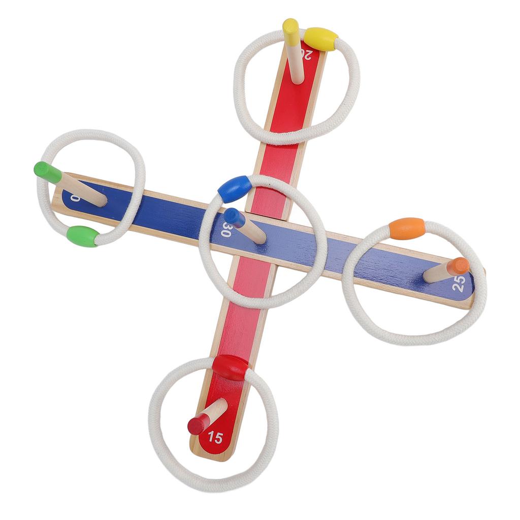 Conjunto de Jogo de Lançar Argolas para Crianças Madeira Desenvolve Lógica Treino Cerebral 5 Estacas Interior Exterior Criança Pequena