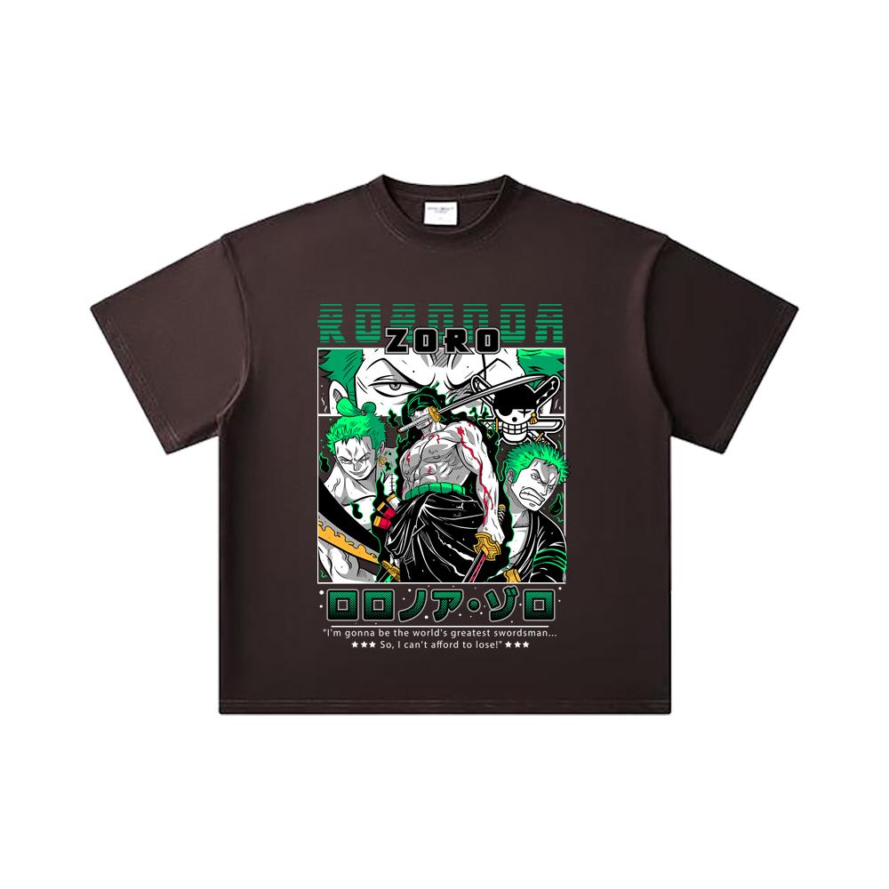 T-shirt Unisex in Cotone Pesante 260 GSM Filato Doppio Titolo 32 100% Cotone Pezzo Unico Stampa V74 Zoro