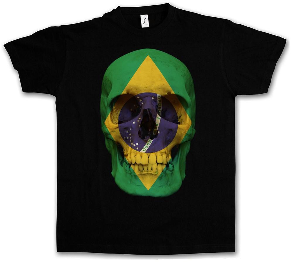

CLASSIC BRAZIL SKULL FLAG T-SHIRT - Biker MC Brasilia Banner Sizes S - 5XL 4XL