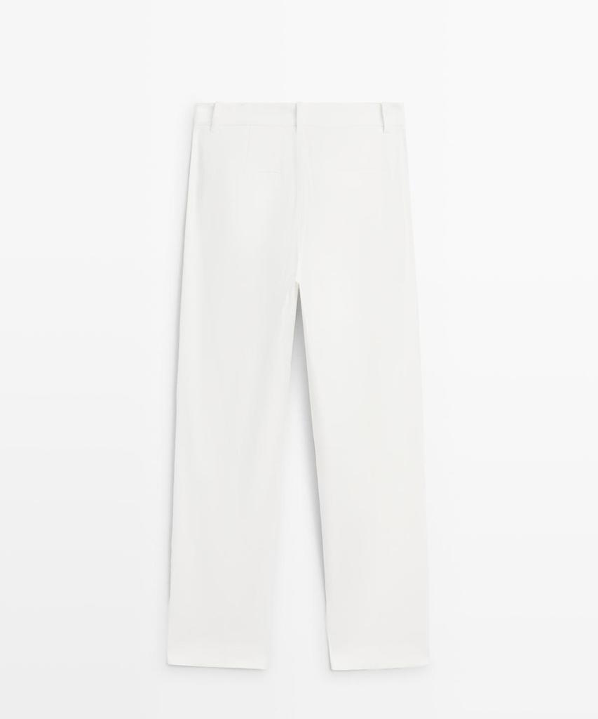 Masimodutti Straight Fit Linen Blend Pants