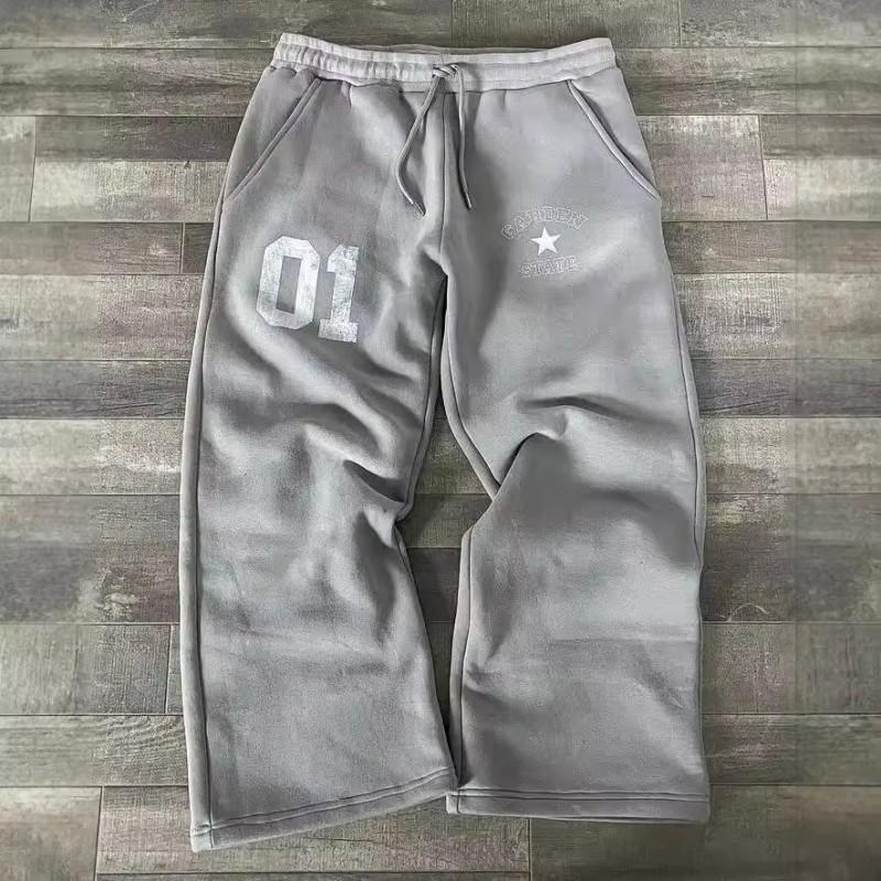 Womens Loose Fit Sweatpants Letter Print Elastic Waist Casual Streetwear Trousers