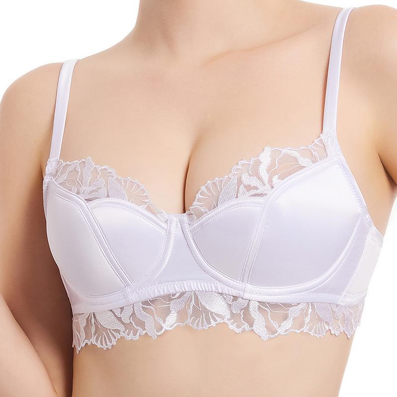 Sexy Unterwäsche Damen Französisch dünn Satin Spitze BH große Brust klein Anti-Hänge große Größe Unterwäsche BH
