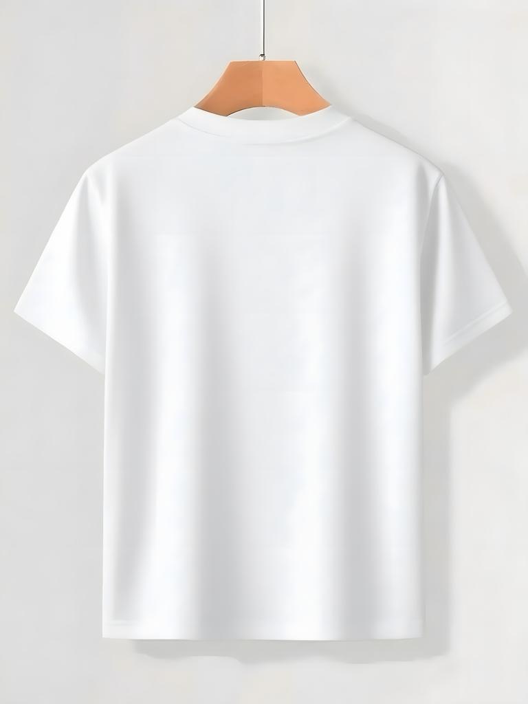 Kids Summer Crew Neck Short Sleeve T-Shirt with Line Art Basketball & Basketball Letter Print