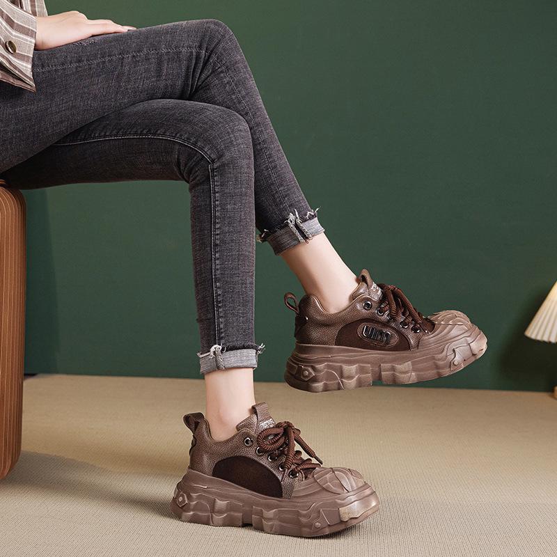 Women's Thick-Soled Retro Cowhide Leather Shoes, Autumn/Winter 2025 Edition