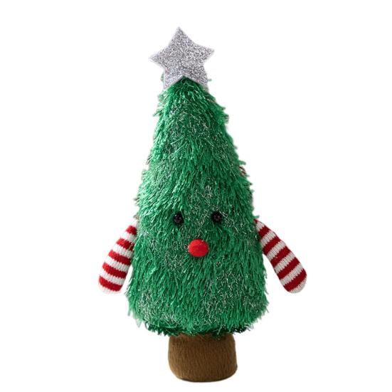 Christmas Gnome Decoration Fluffy Christmas Tree Doll with Glitter Star Topper Plush Elf Table Centerpiece for Hotel Mall Window Holiday Decor
