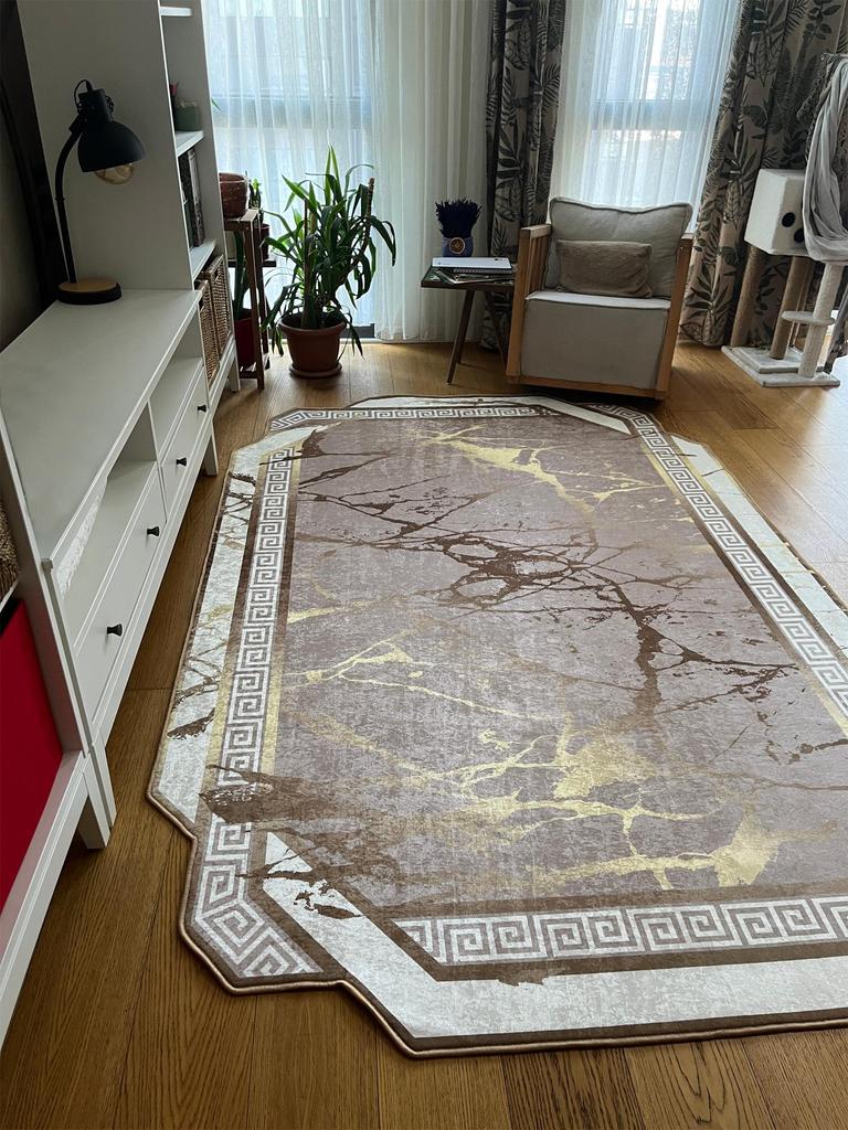 EPeddler Home Moderní zlatý stříbrný mramorový vzor Digitální tisk Omyvatelná protiskluzová základna Koberec do kuchyně, obývacího pokoje a ložnice nové generace