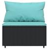 VidaXL Garden Center Sofa with Cushions Black Wicker, Sofa, Garden Sofa, Sectional Center Sofa, 319801