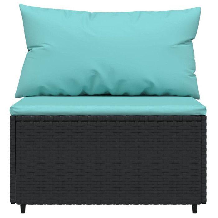 VidaXL Garden Center Sofa with Cushions Black Wicker, Sofa, Garden Sofa, Sectional Center Sofa, 319801