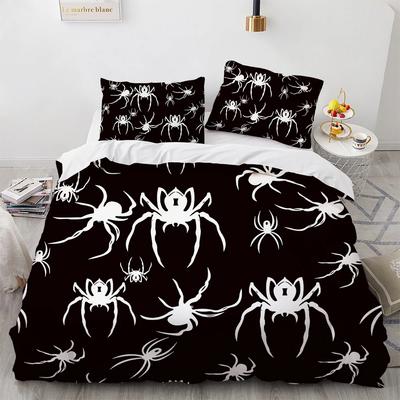 Spider Web Bedding Duvet Cover Set Halloween Theme Print Comforter Cover Boys Girls Bedroom Decor Bedclothes For Zipper Closure