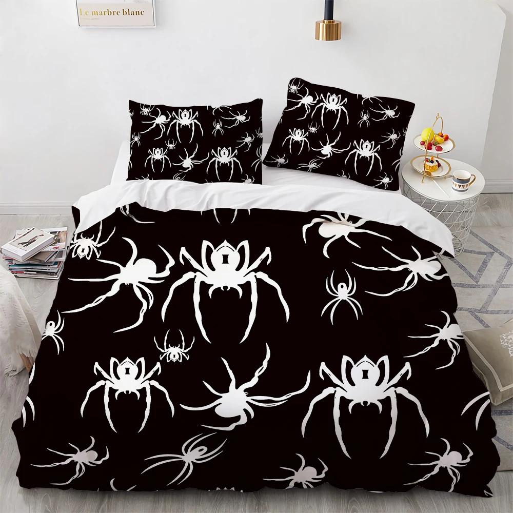 

Spider Web Beding Soft Duvet Cover Set Halowen Theme Print Warm Comforter Cover Young Boys Young Girls Bedrom Decor Bedclothes for Ziper Closure 135*200cm Eu-Single