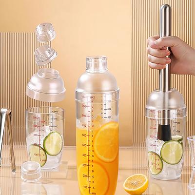 Πλαστικό κοκτέιλ Shaker Hand Shaker Cup με Ζυγαριά 350Ml/530Ml/700Ml/1000Ml Milk Tea Wine Drink Shaker Mixer Bar Tool