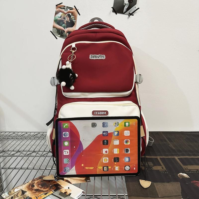 Men's Contrast Color Backpack Women's Large Capacity Backpack Student Schoolbag