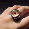 Eye Ring Adjustable Opening Talisman Ring with Surreal Brown Iris Design Lifelike Blood-Red Eyeball Retro Finger Ring