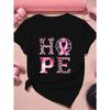 Women's Plus Size HOPE Pink Ribbon Graphic Casual Short Sleeve Tee