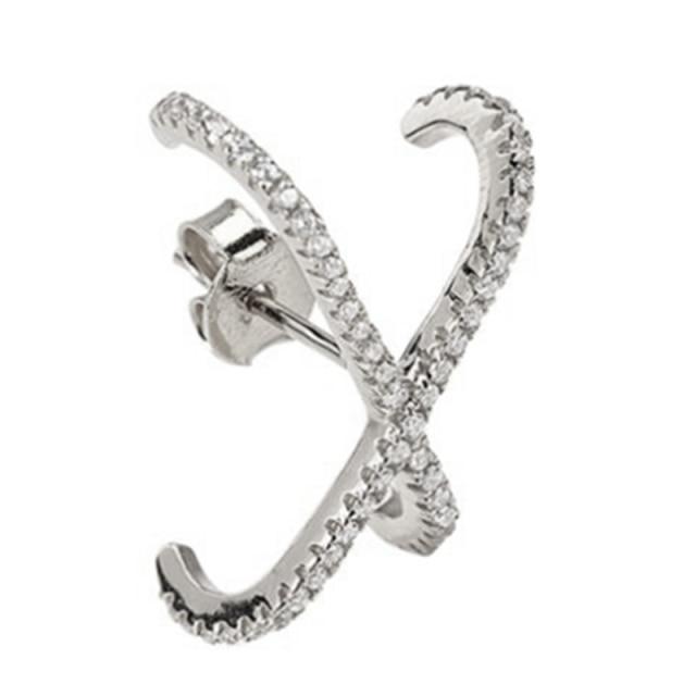 Minimalist 100% 925 Sterling Silver Bling Zircon Earring Hyperbole Stud Earrings For Wedding Engagement Party Gift Fine Jewelry