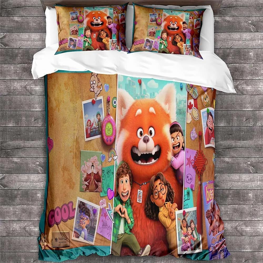 

3D Print Carton Turning Red Beding Set Soft Duvet Cover Bed Linen Set Comfortable Quilt Cover Pilowcase Warm Comforter King Quen Sized Dimensions 135*200cm Eu-Single