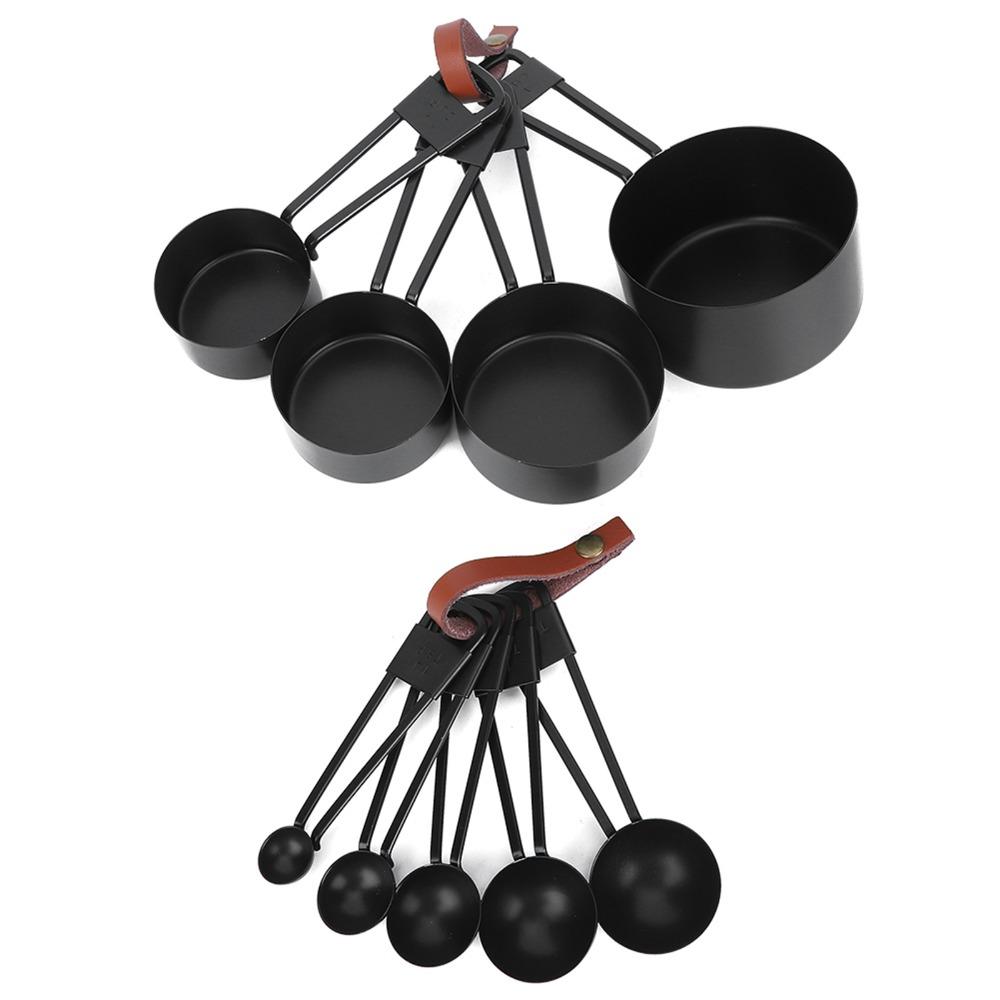 Stainless Steel Measuring Spoon Set Black Baking Measuring Tools Coffee Spoon Set Home Kitchen