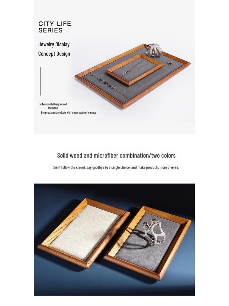 Antique Wooden Jewelry Display and Storage Tray for Rings, Necklaces, and Bracelets