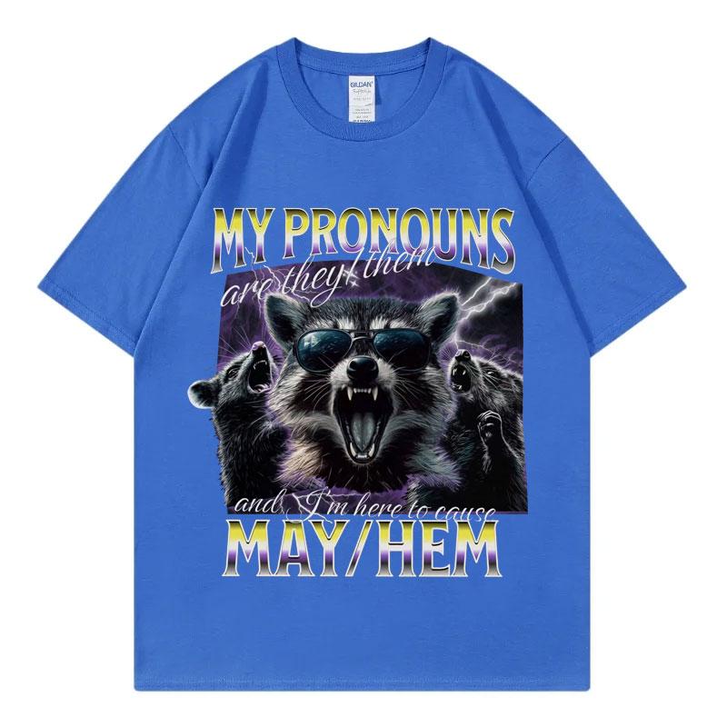 Unhinged Non Binary Raccoon Funny Meme T Shirt Gothic Fashion Vintage Short Sleeve Tshirt Men Women Casual Oversized Tshirts