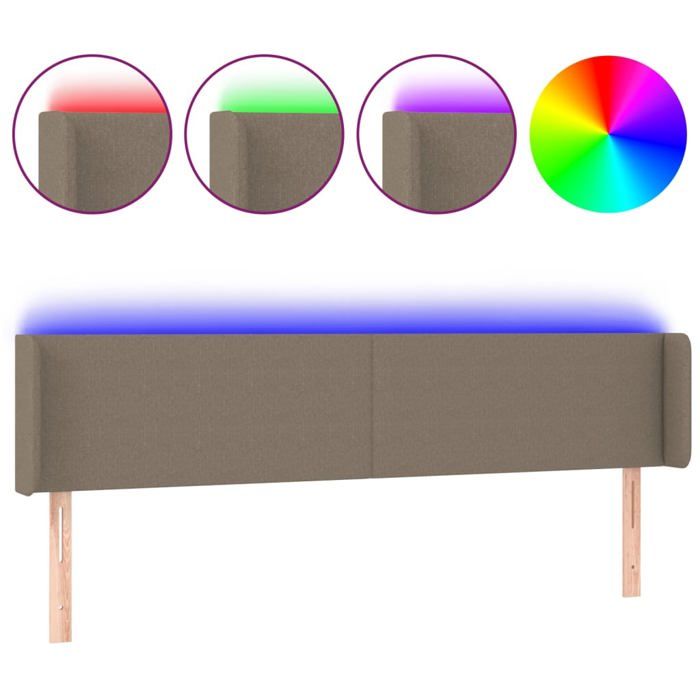 VidaXL Tête de Lit à LED Meuble de Chambre à Coucher Accessoire de Lit Double Tête de Cadre de Lit Intérieur Taupe 3122966