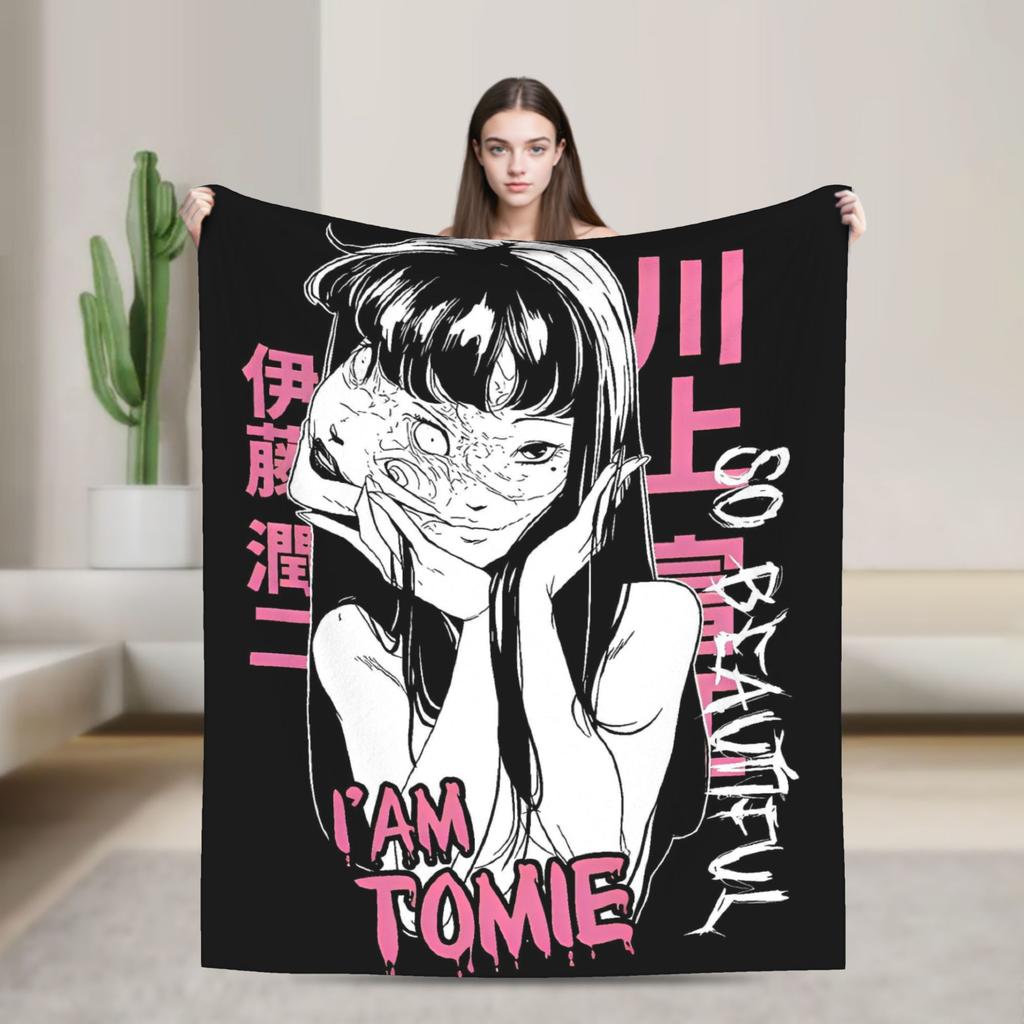 Tomie Junji Ito Blanket  Soft Fashion Plush Throw Blanket For Couch Chair Sofa Bed Travel Flannel Bedspread Bed Cover