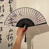 Handheld Wood Fabric Fan With Chinese Traditional Painting Calligraphy Fan for Outdoor Use Dance Fan