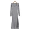 YPFF New Autumn Women's Slim Fit High Slit Long Sleeve Dress - Elegant, Sexy Solid Color Skirt
