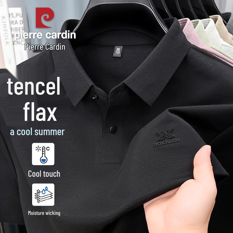 Pierre Cardin Men's Linen Tencel Quick Dry Business Casual Polo Shirt