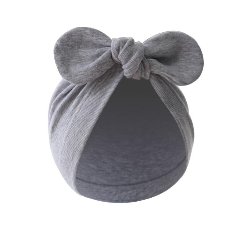 Cute Bunny Ears Baby Turban Hat Solid Color Soft Cotton Infant Beanie Cap Toddler Bonnet Headwrap for Baby Boys Girls