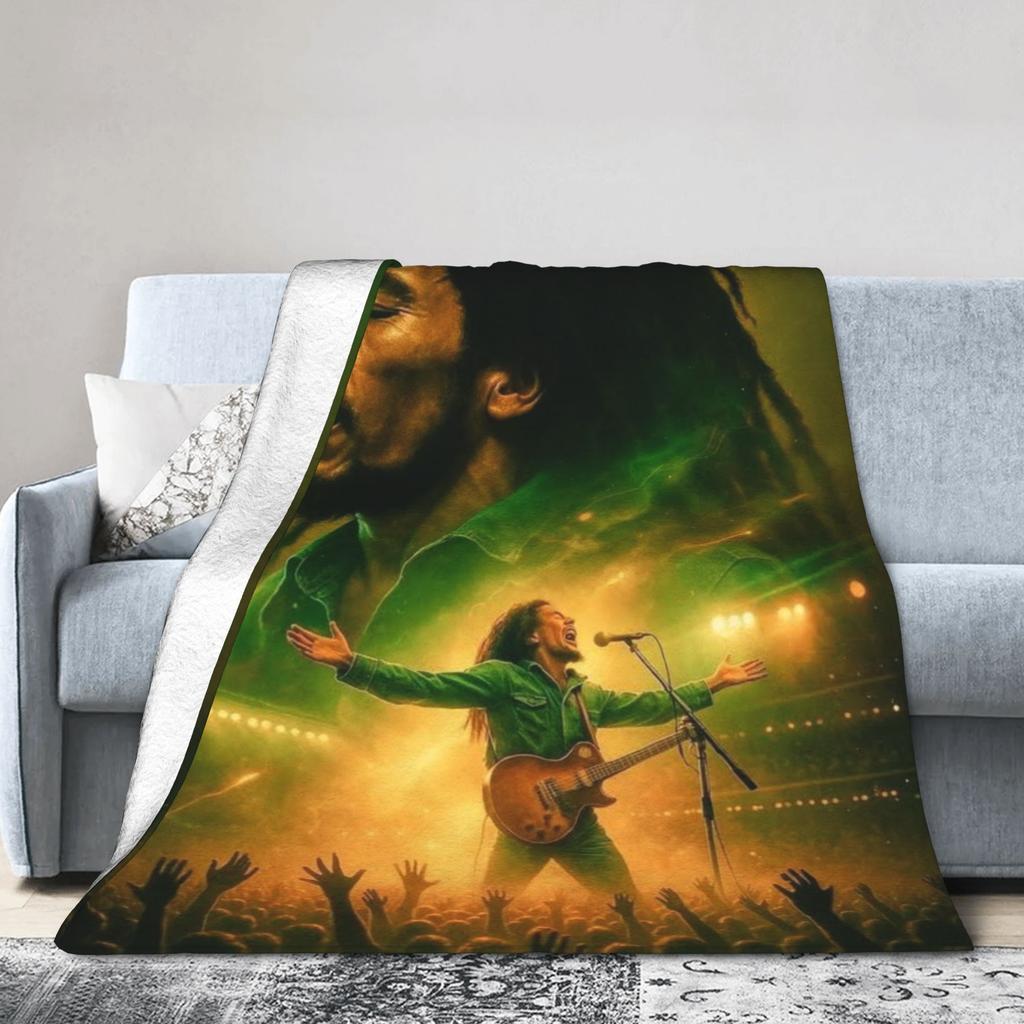 Bob Marley Blanket Reggae Music Fuzzy Vintage Warm Throw Blanket for Bedding Lounge Textile Decor,