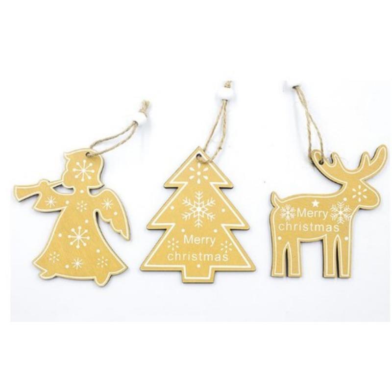1/2/3pcs DIY Red Christmas Snowflakes&Star&Tree Wooden Pendants Ornaments Home Christmas Party Xmas Tree Kids Gifts Decorations