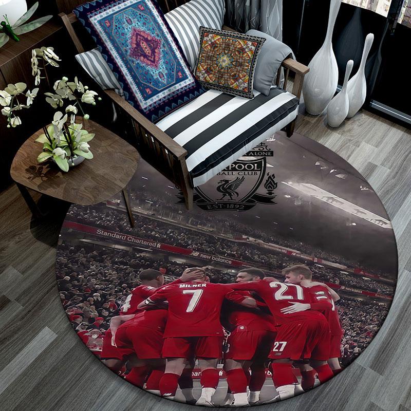 Liverpool Players Pattern Round rug,Carpet Rug for Living Room Bedroom Playroom ,Non-slip Floor Mat,Holiday Gifts and Birthday Gifts.