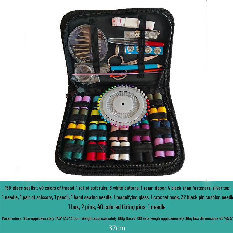 Portable 27-Piece Sewing Kit with Needle and Thread Box