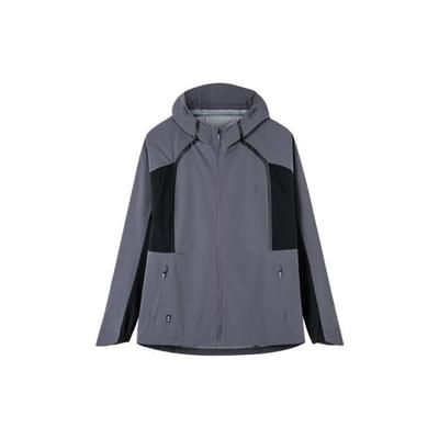 Running Series Solid Color Contrast Zipper Hooded Long Sleeve Jacket Women Jackets Dark-Purple Gray 162215602-2