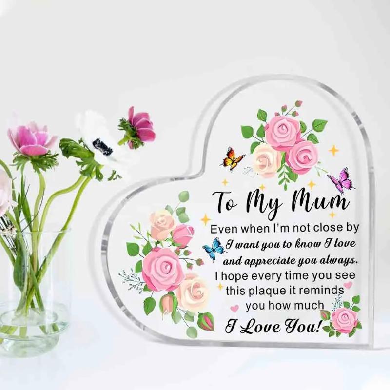 לב אקרילי שטוח דו-ממדי בצורת לב, מתנה מרגשת, קישוט שולחני, שלט קישוט לבית, תליית אמנות קיר, קישוט גינה דקורטיבי לחדר, דלת, סי