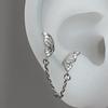 Tiny Sweet Tassel Butterfly Stud Earrings for Women Simple Korean Double Ear Hole Tassel Chain Earring Party Jewelry