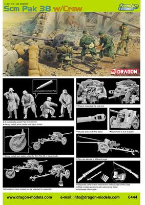 Dragon Model Plastikmodell Deutsches 5cm-Geschütz Pak38 1/35 Panzerabwehr mit Besatzung (Premium E)