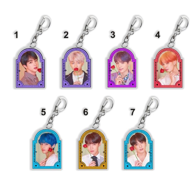 

7 шт. Фото-брелок BTS на тему розы, Цветной арочный брелок Bangtan Boys, Подвеска на сумку K-pop идола для фанатов ARMY(Джин РМ Шуга Чимин Ви Джей-Хоуп Чонгук) 7pcs