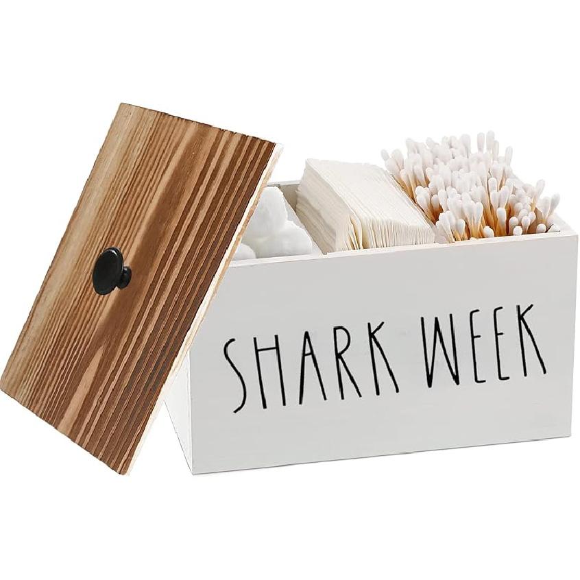 Tampon Holder for Bathroom,Farmhouse Bathroom Organizer,Rustic Wood Bathroom Storage Bin with Lid,Wood Movable Partition Feminine Product Organizer