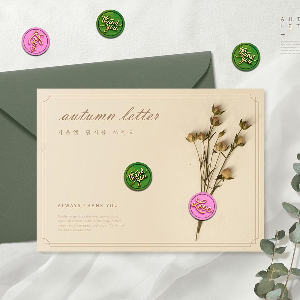 1pc 2 Sides Wax Seal Stamp Olive Leaf Rosemary Brass Column Mini Brass Gun Sealing Wax Stamps 15mm Wax Seal Column for Envelope