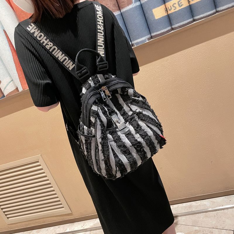 

Canvas Travel Backpack Women 2025 New Arrival Fashion Special-Interest Lightweight Women s Backpack Large Capacity out Hiking Backpack 1692 [Denim Stripes] Medium