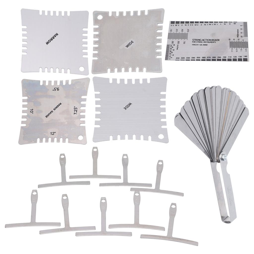 Guitar Measuring Set String Distance Height Radian Ruler Stainless Steel Gauge ToolsSilver