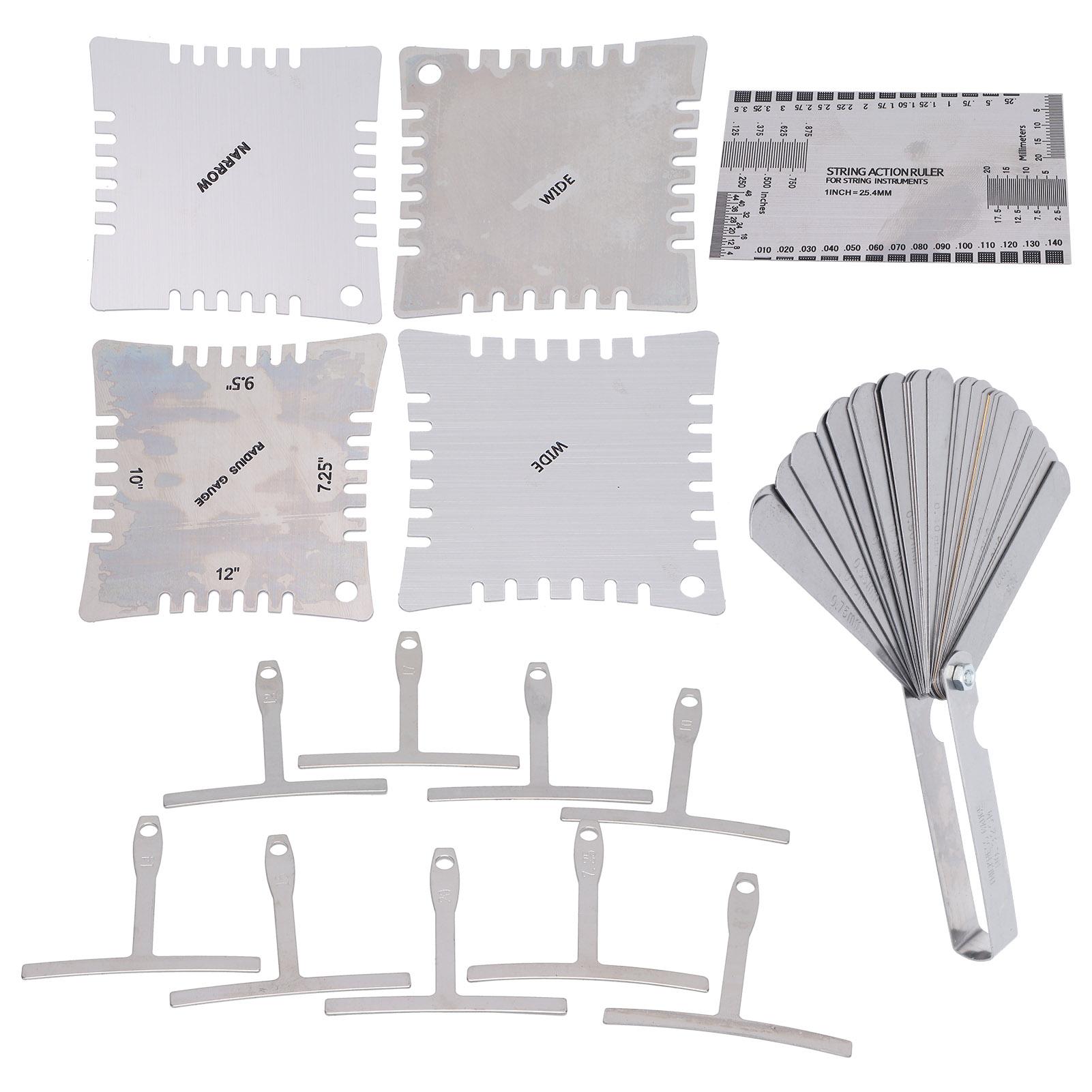 

Набор для измерения гитары Расстояние между струнами Высота Радианная линейка Инструменты-измерители из нержавеющей сталиСеребристый серебряный