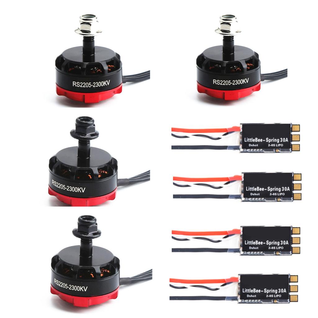 2205 2300KV Brushless Motor 4pcs Reverse Forward Rotating Motor and 4PCS 30A ESC for FPV RC Racing Drone Multicopter